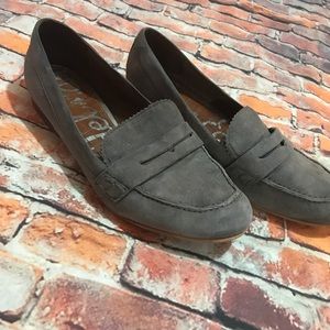 Sam Edelman Etiene Gray Suede Penny Loafers